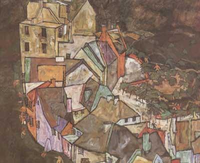 Egon Schiele Edge of Town (Kruman Town Crescent III) (mk12) France oil painting art